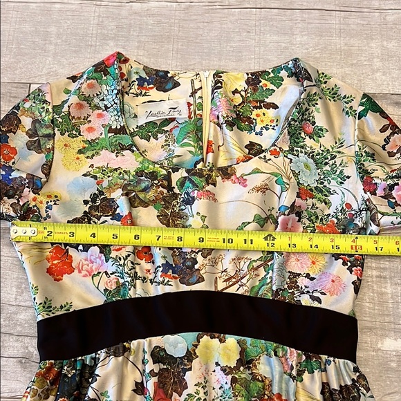 Vintage 70s Leslie Fay Floral Print Maxi Tea Dress Gown Long Sleeve Empire Waist - Picture 6 of 16